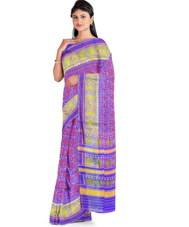 Lavender and pink silk handwoven patola ikat saree