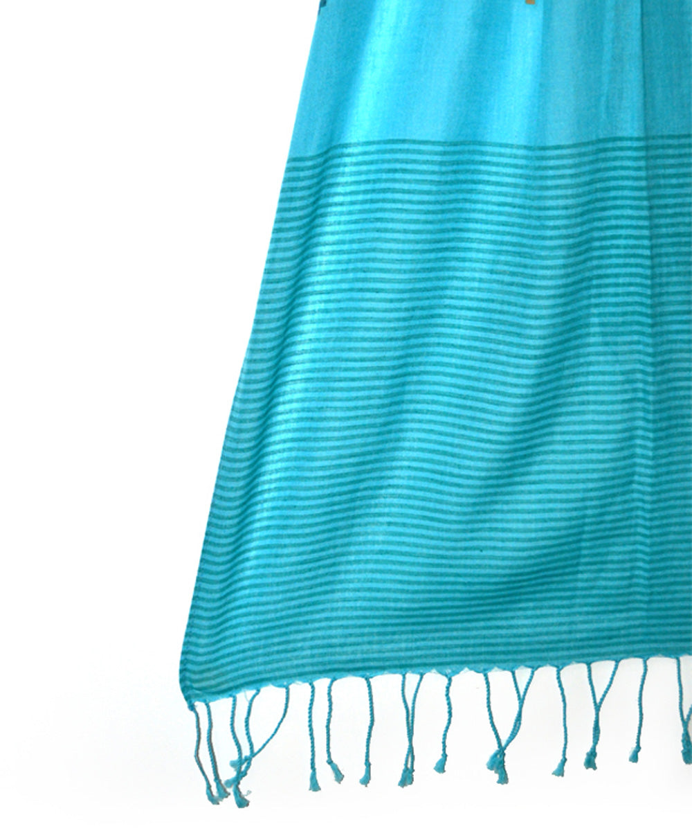 Light blue handwoven cotton jamdani stole