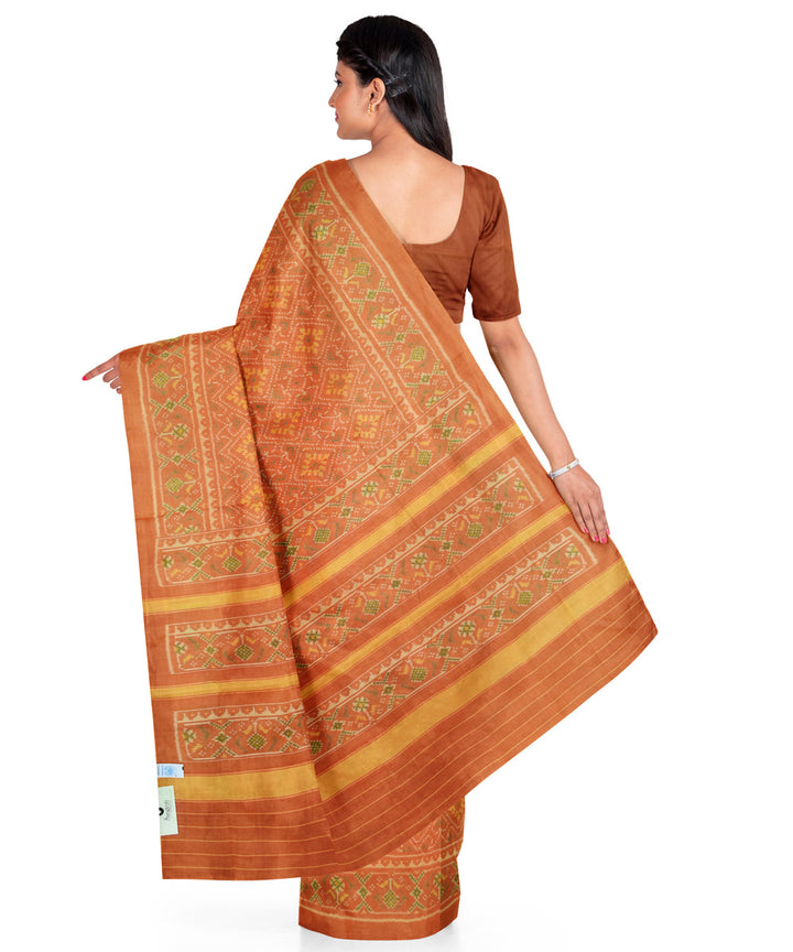 Orange handwoven cotton patola saree