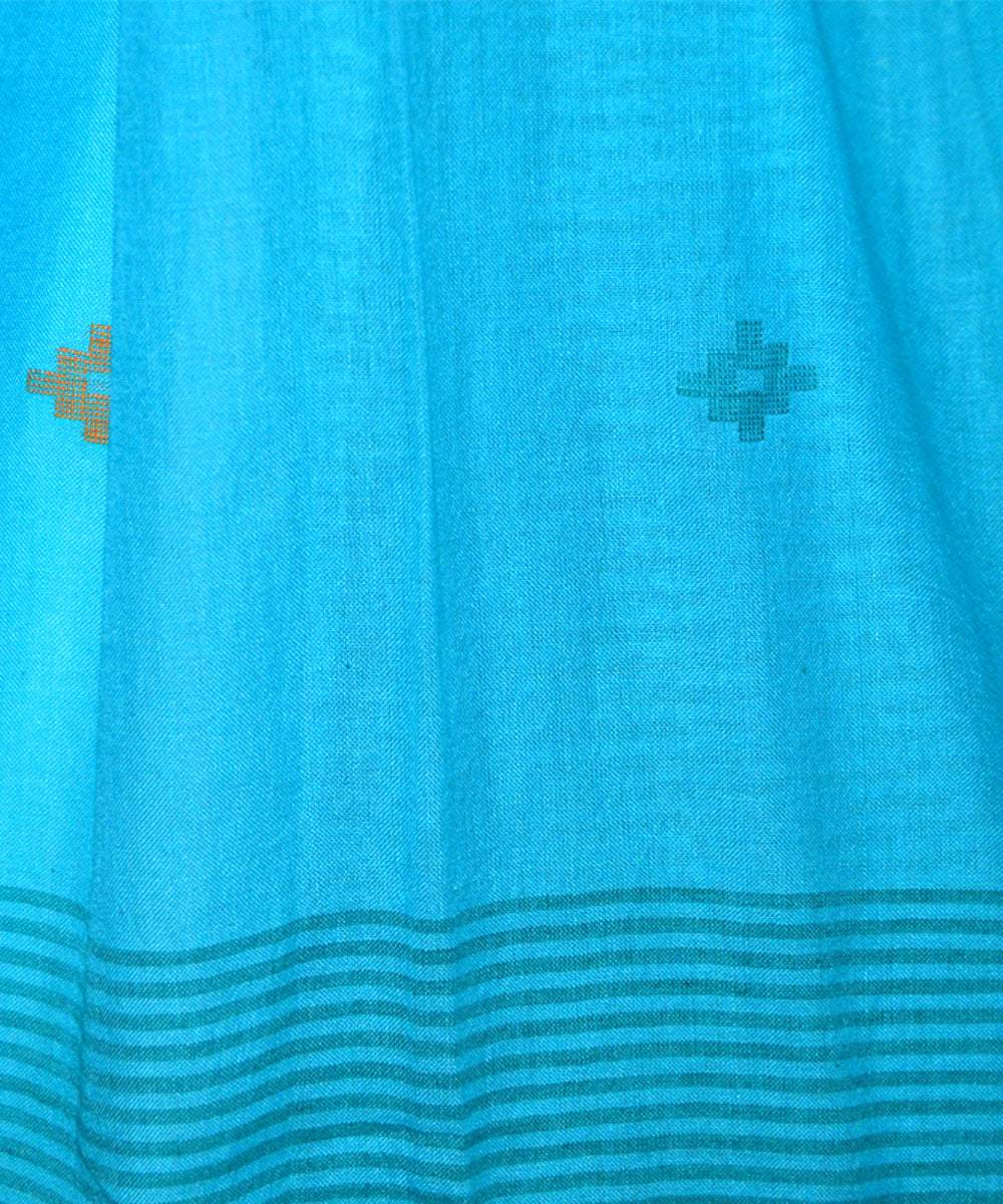 Light blue handwoven cotton jamdani stole