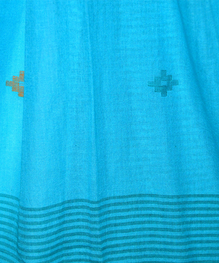 Light blue handwoven cotton jamdani stole
