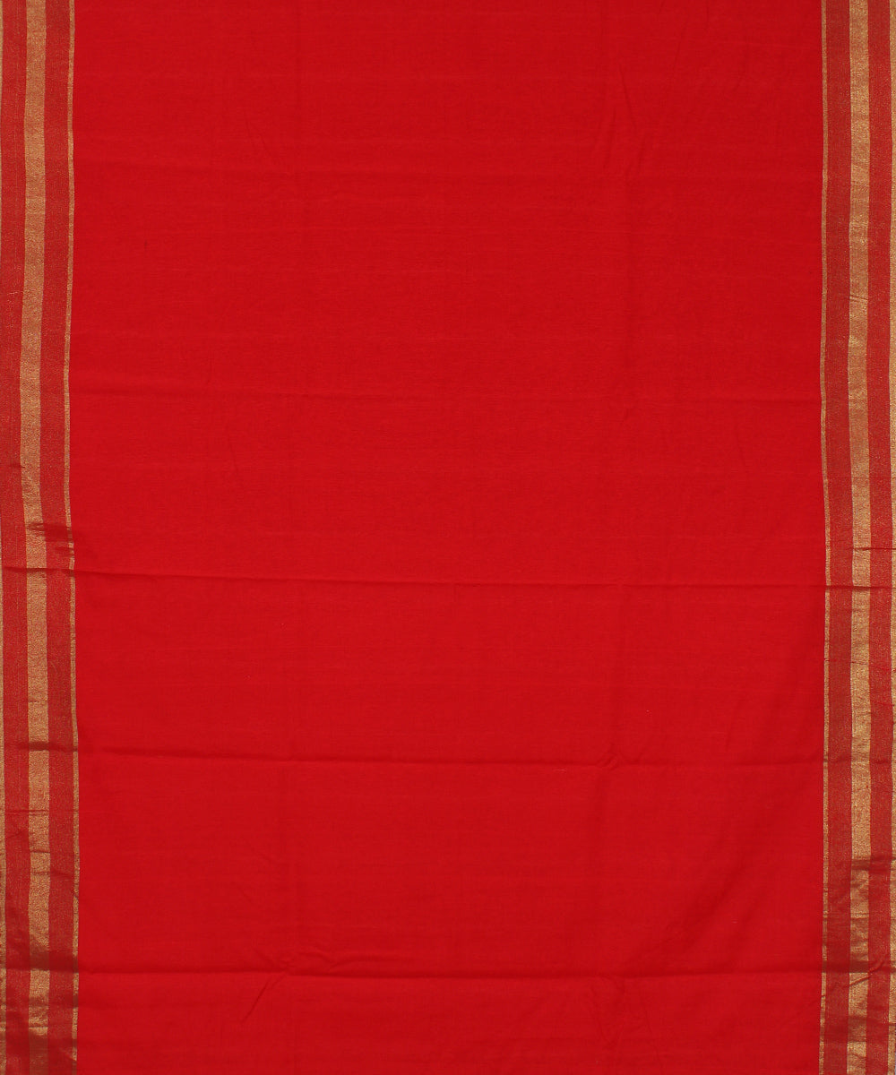Red pink cotton handwoven karnataka raw silk saree