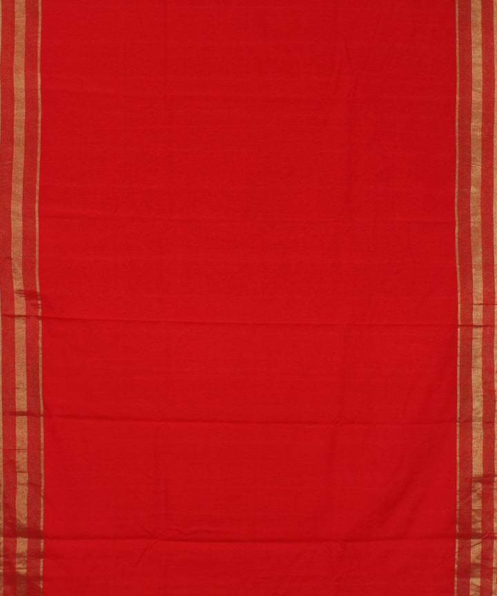 Red pink cotton handwoven karnataka raw silk saree