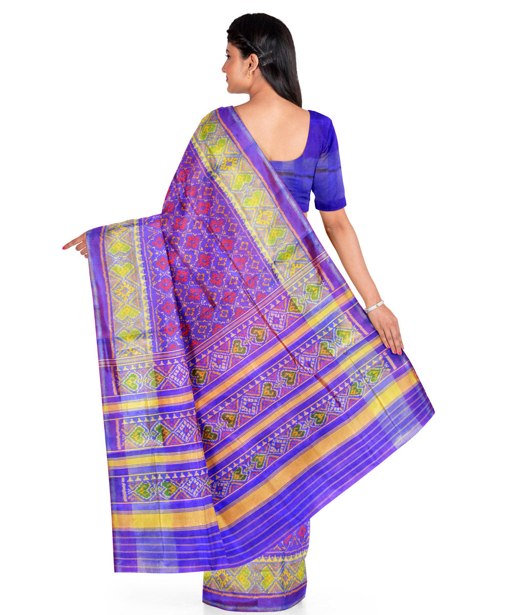 Lavender and pink silk handwoven patola ikat saree