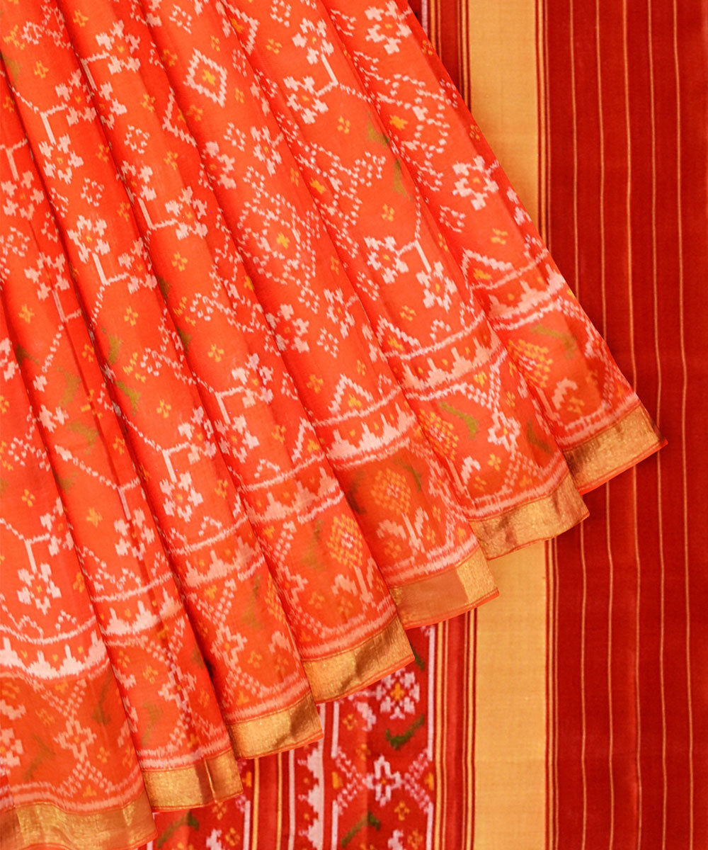 Orange silk handloom patola saree