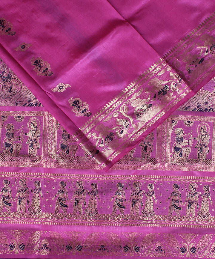 Light pink handwoven silk swarnachari baluchari saree
