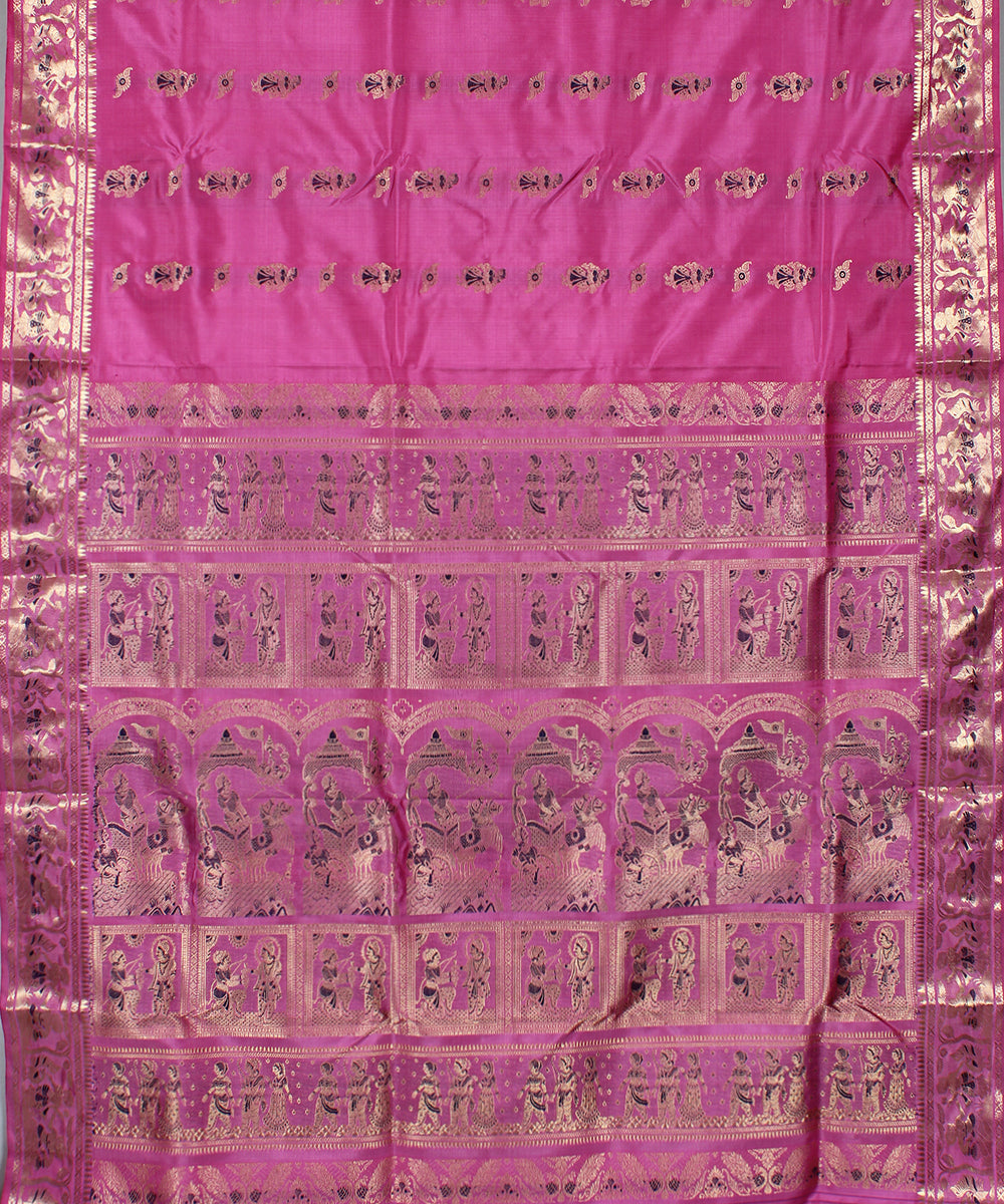 Light pink handwoven silk swarnachari baluchari saree