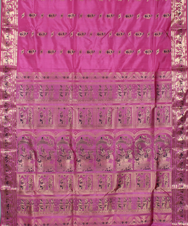 Light pink handwoven silk swarnachari baluchari saree