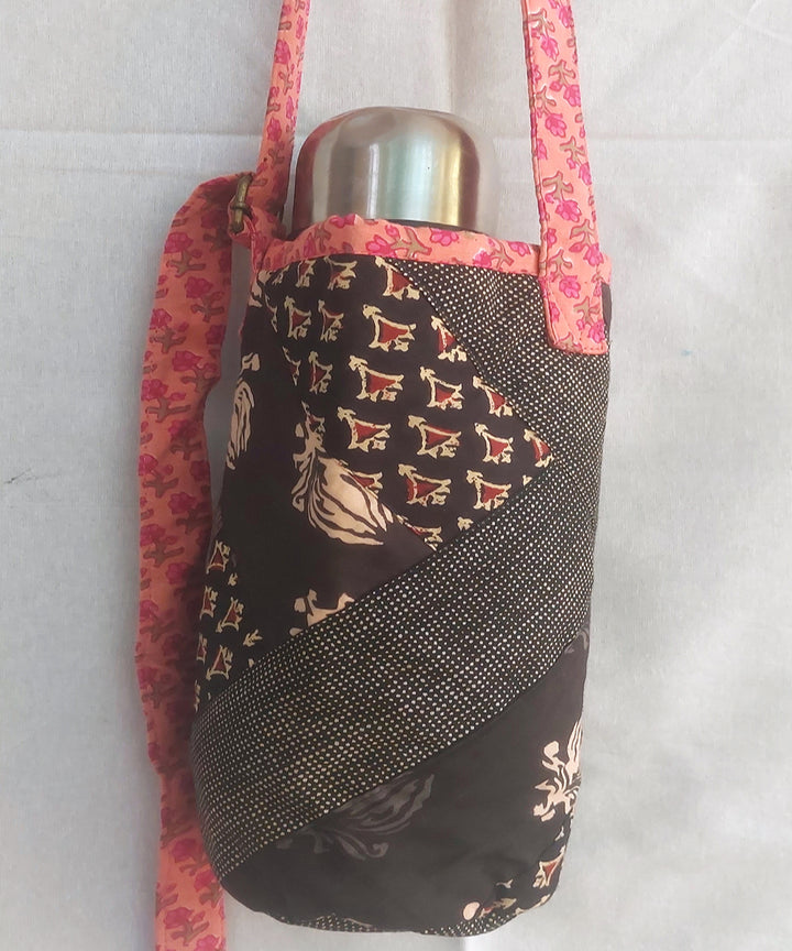 Brown black handcrafted bottle carry bag