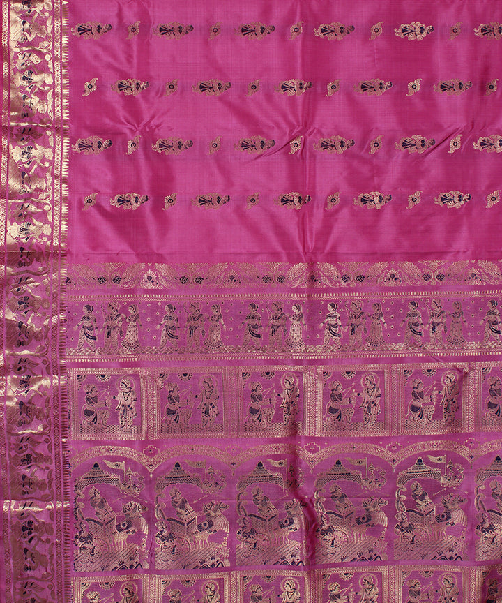 Light pink handwoven silk swarnachari baluchari saree
