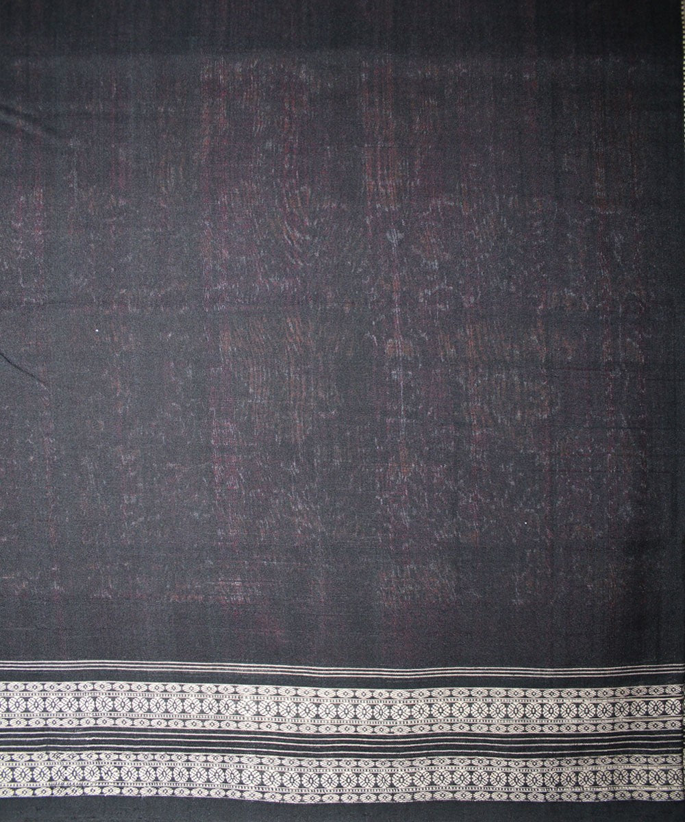 Handwoven Sambalpuri Ikat Cotton Saree in Maroon and Black
