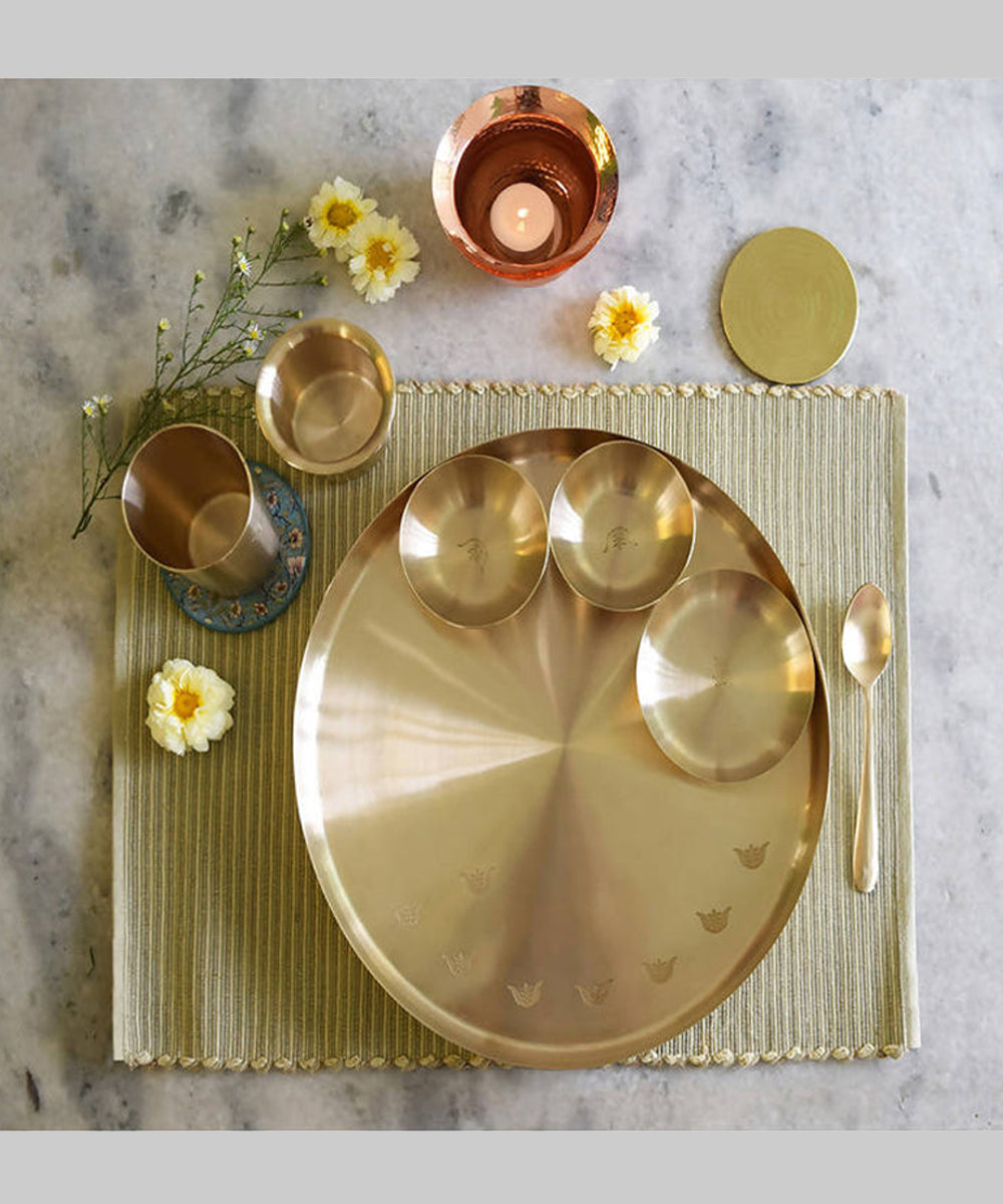 Handmade copper tulsi kansa platter