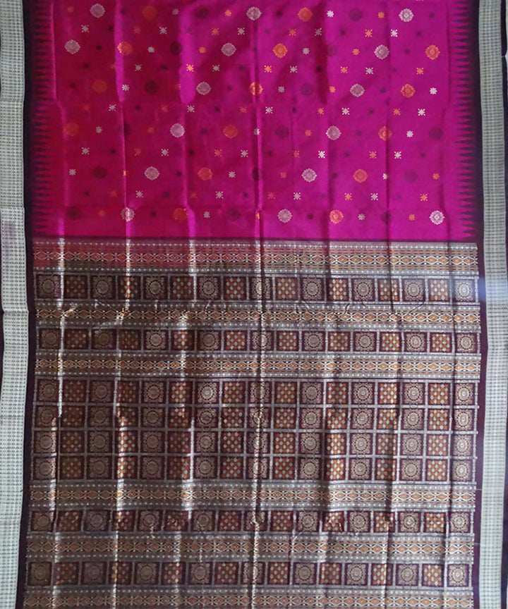 Bright Pink Bomkai Silk Handloom Saree