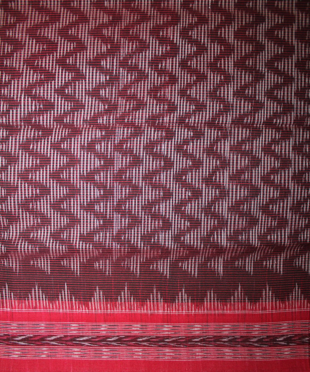 Handwoven Sambalpuri Ikat Cotton Saree in Black and Red