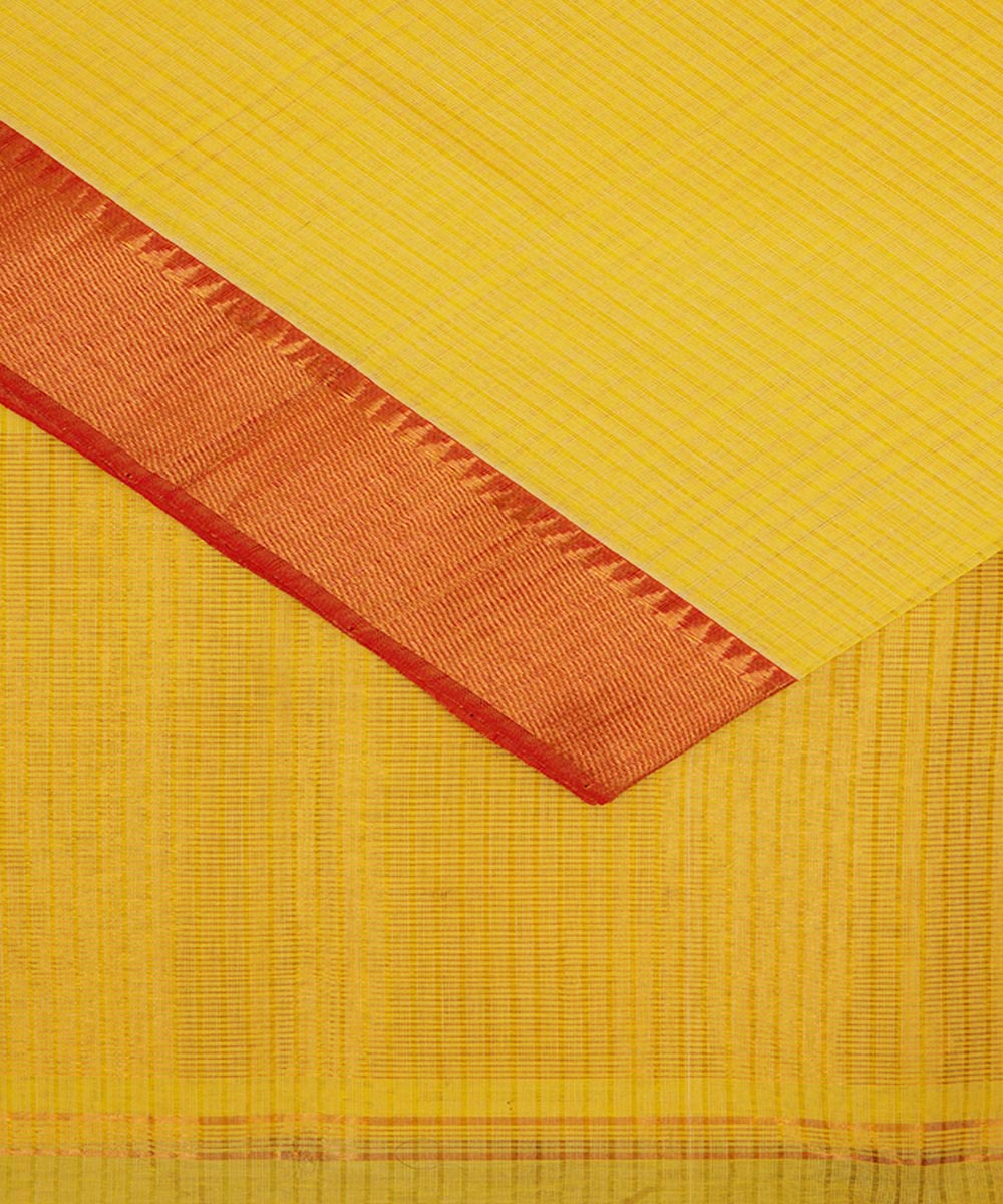 Yellow gold big border cotton handloom mangalagiri saree