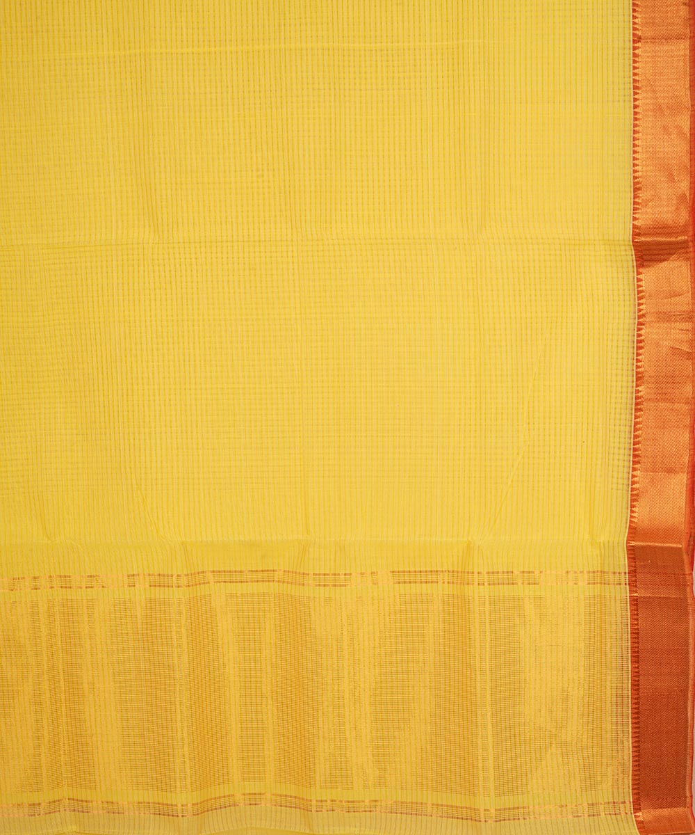 Yellow gold big border cotton handloom mangalagiri saree