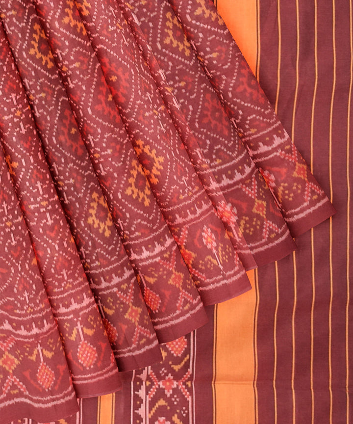 Maroon handwoven cotton patola saree