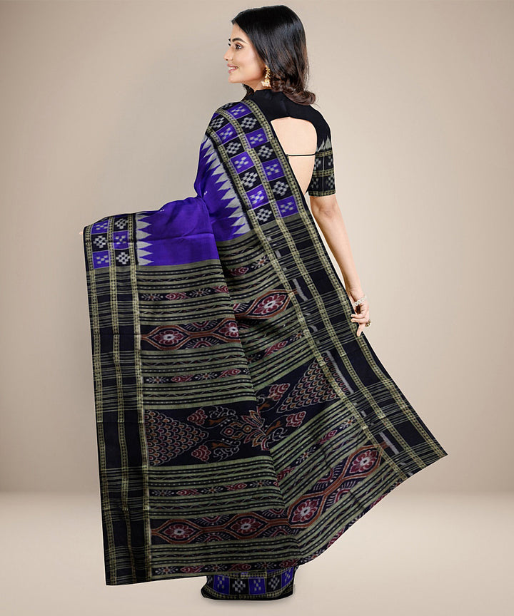 Blue black with pasapalli border handwoven silk khandua saree