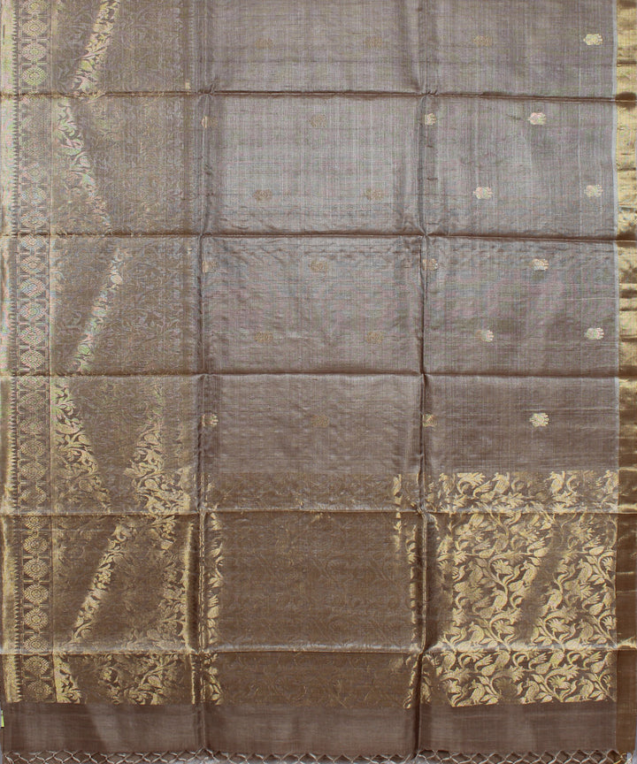 Brown hand woven kosa tussar silk saree
