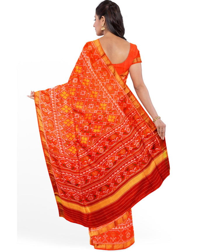 Orange silk handwoven patola saree