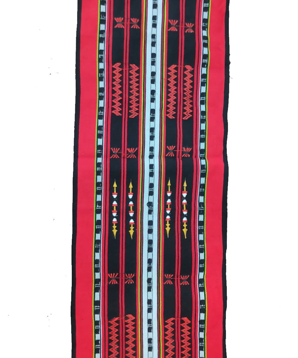 Black red white striped loin loom acrylic wool nagaland handwoven muffler