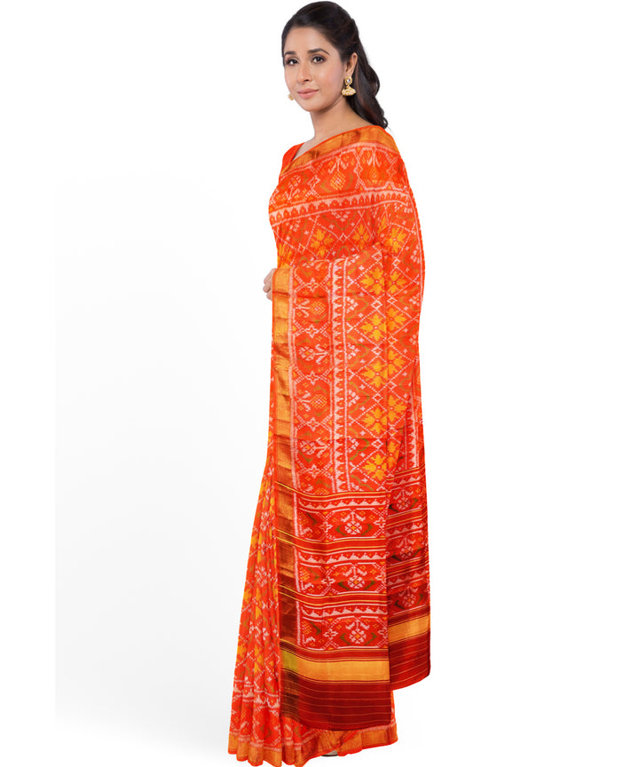 Orange silk handwoven patola saree