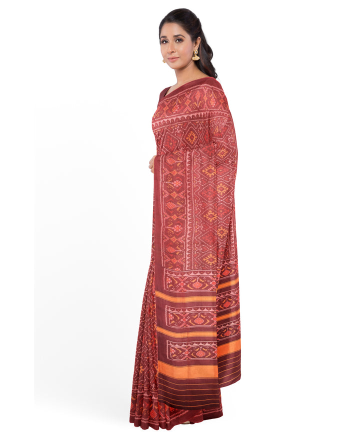 Maroon handwoven cotton patola saree