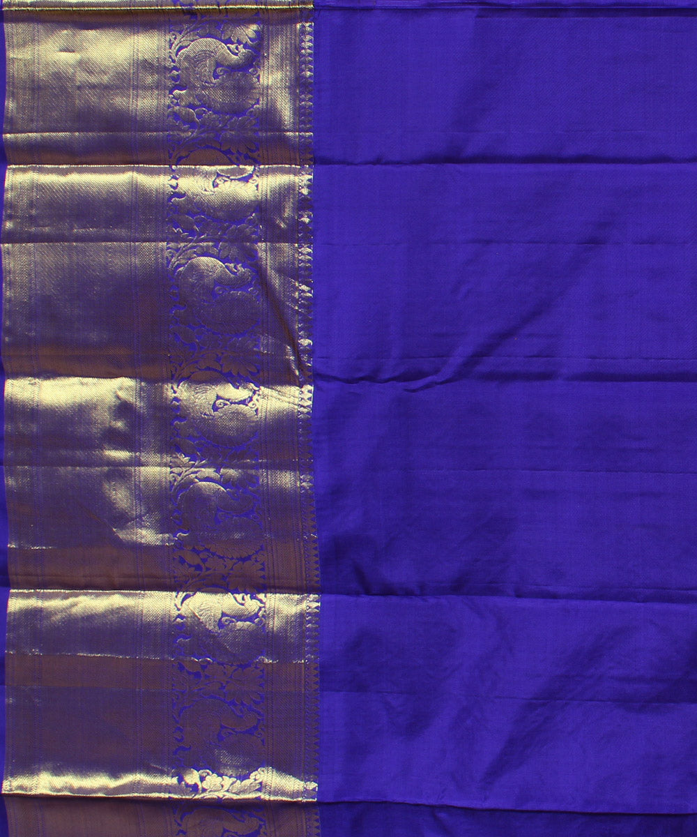 Yellow blue handwoven karnataka brocade silk saree
