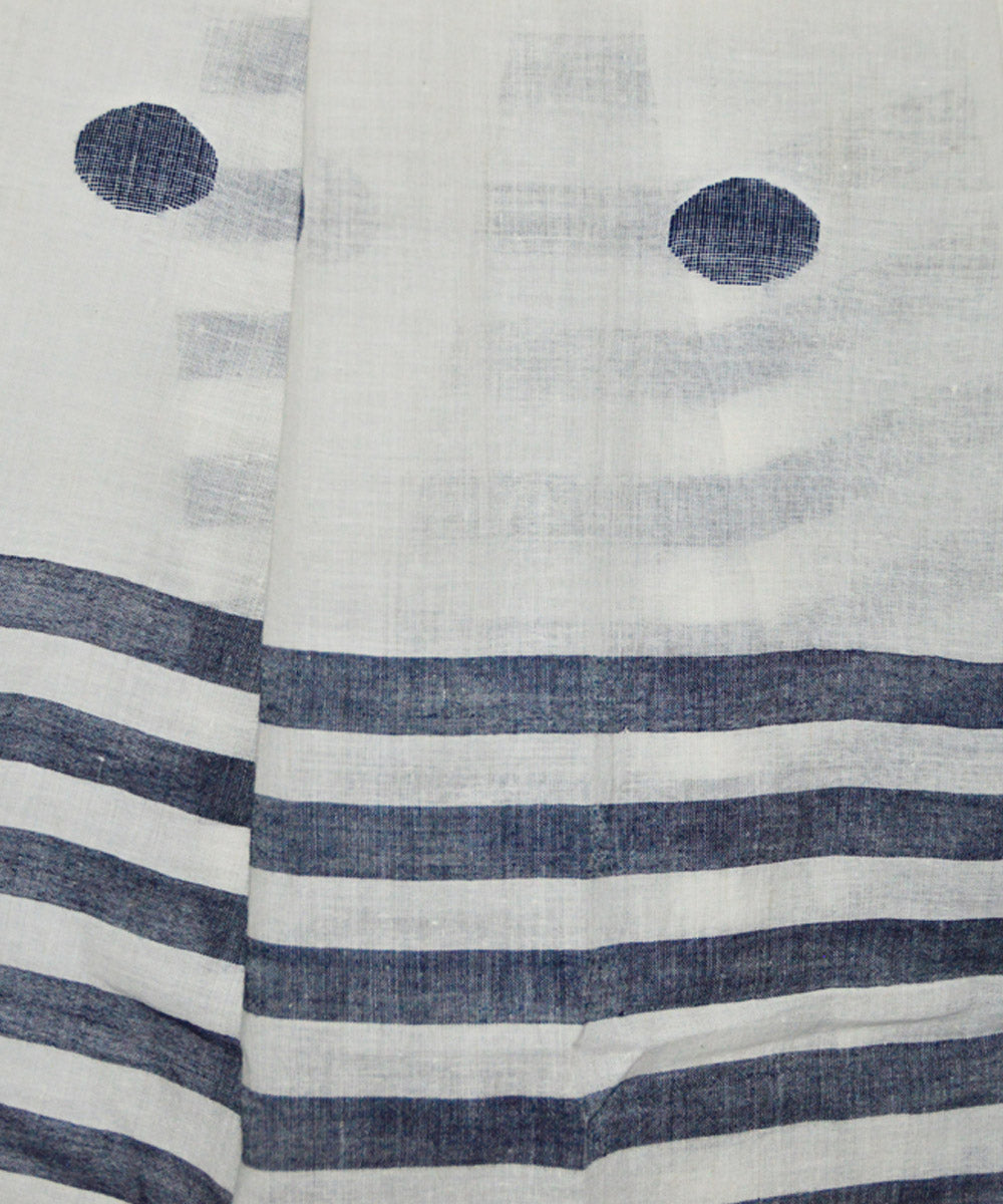 White black handwoven cotton jamdani stole