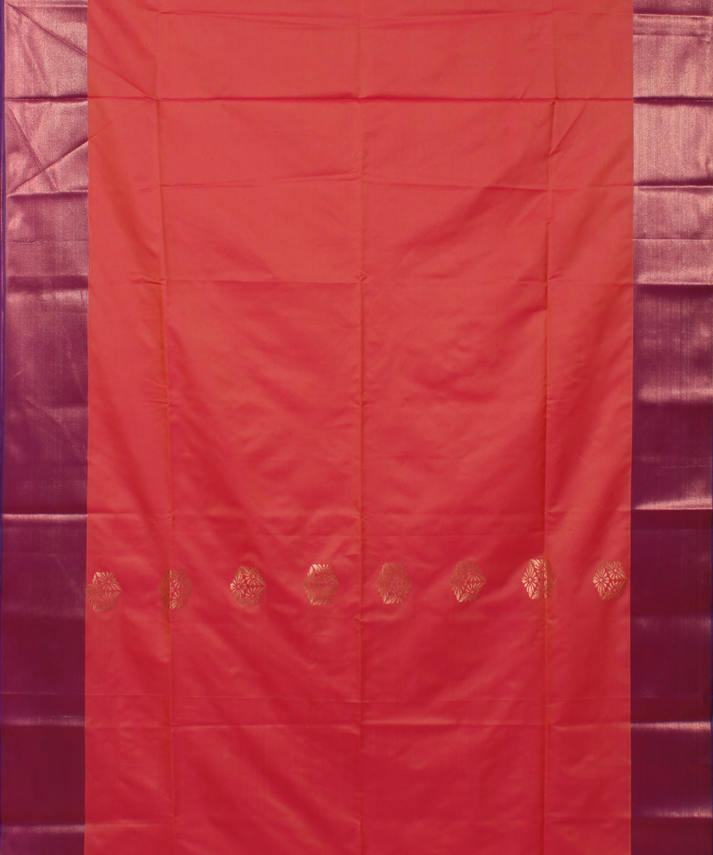 Pink sea blue handwoven Karnataka soft silk saree