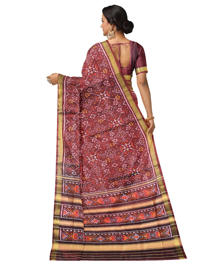 Brown silk handwoven patola saree