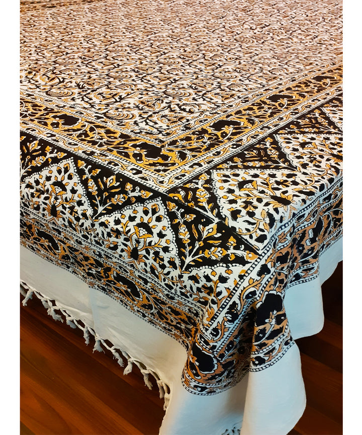 Multi colour hand block printed cotton bedsheet