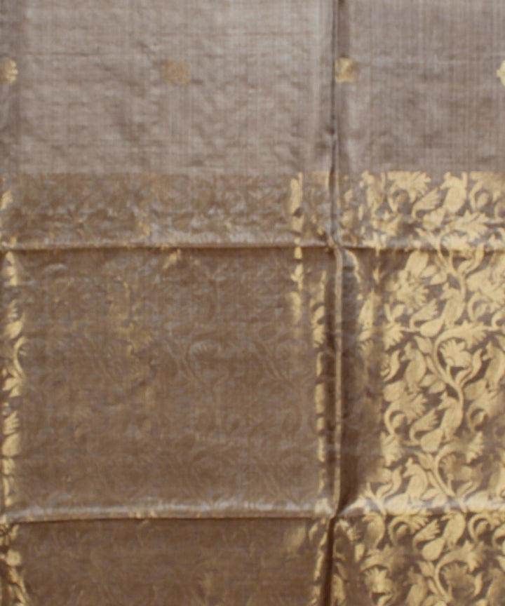 Brown hand woven kosa tussar silk saree