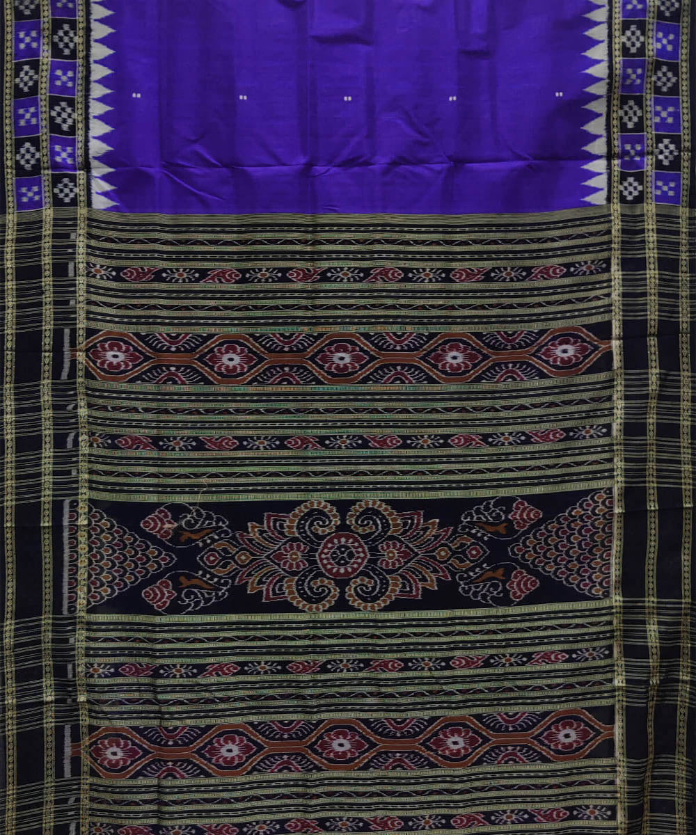 Blue black with pasapalli border handwoven silk khandua saree