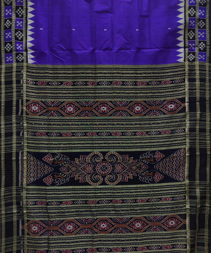 Blue black with pasapalli border handwoven silk khandua saree