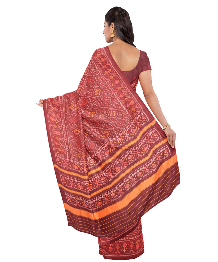 Maroon handwoven cotton patola saree