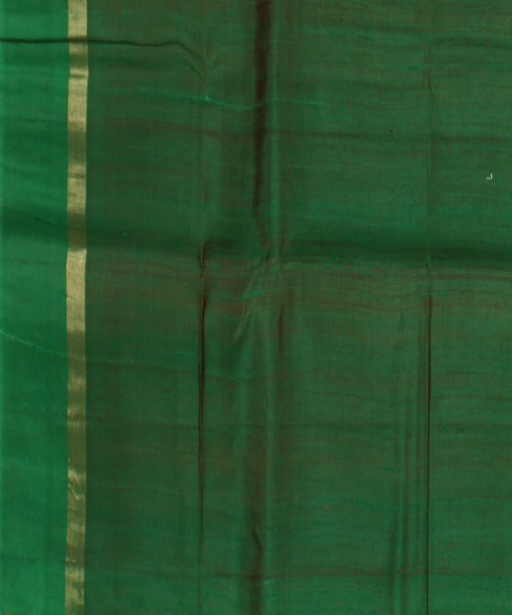 Orange green cotton handwoven karnataka raw silk saree