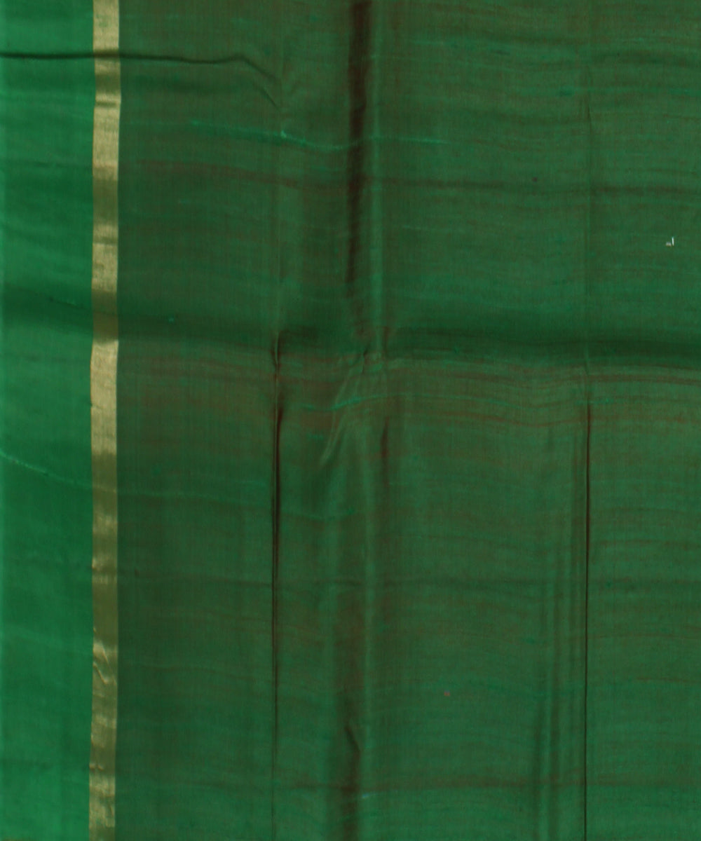 Orange green cotton handwoven karnataka raw silk saree