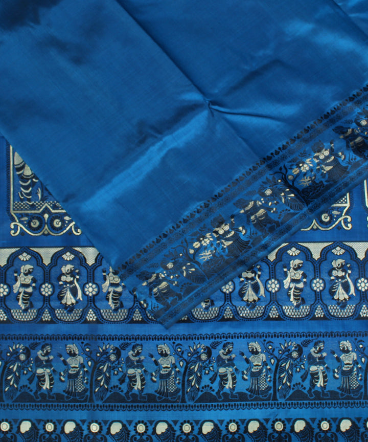 Dark blue black handwoven silk baluchari saree