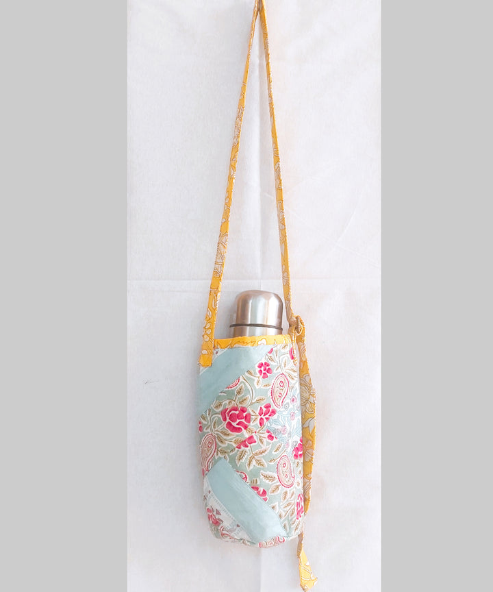 Light blue handcrafted bottle carry bag