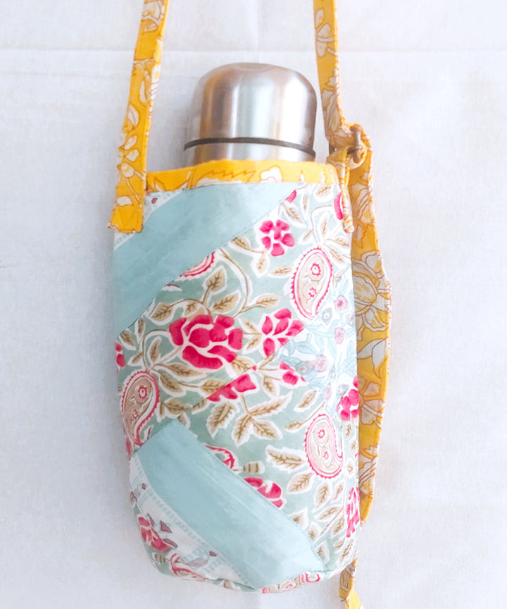 Light blue handcrafted bottle carry bag