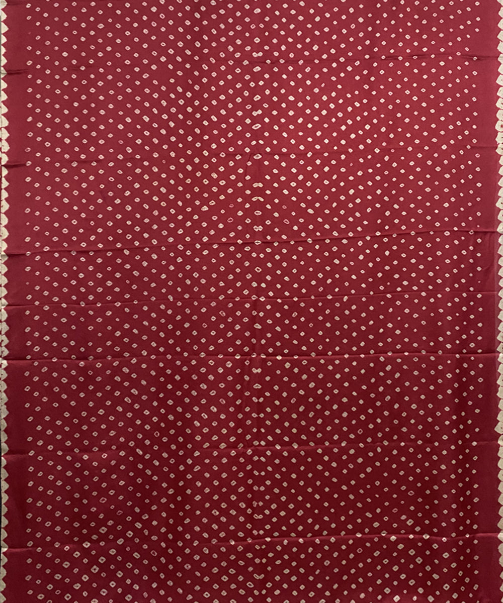 Pink blue hand printed bandhani modal silk saree