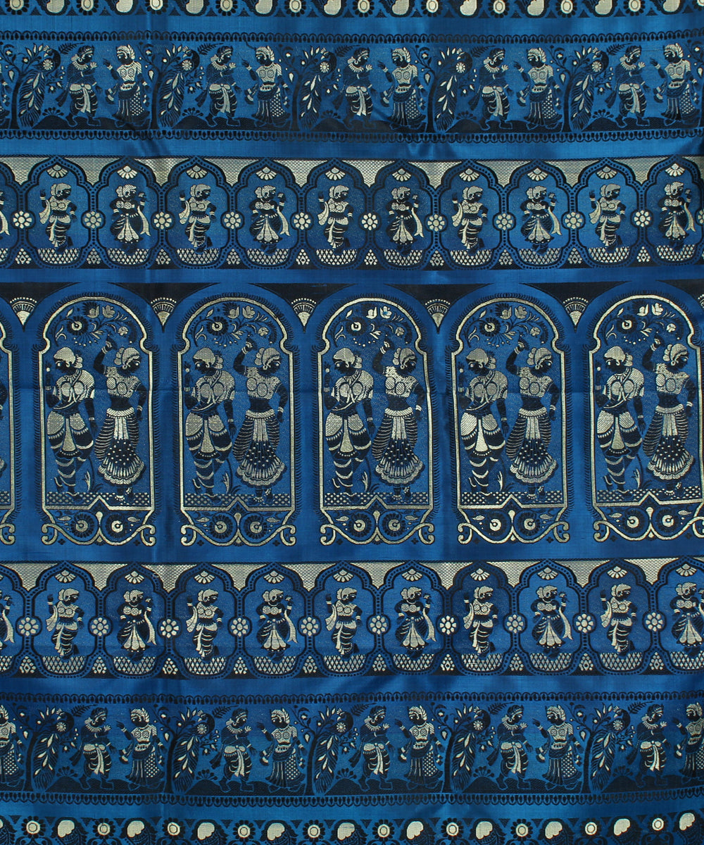 Dark blue black handwoven silk baluchari saree