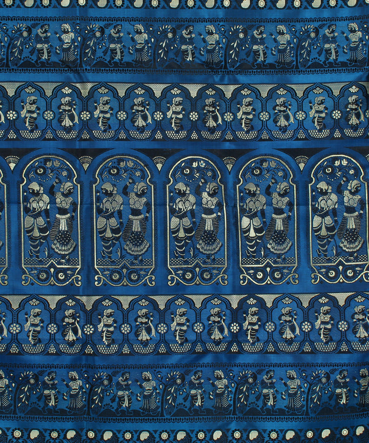 Dark blue black handwoven silk baluchari saree