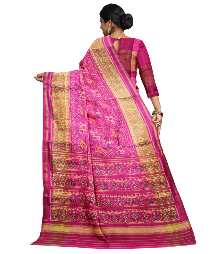 Pink silk handloom patola ikat saree