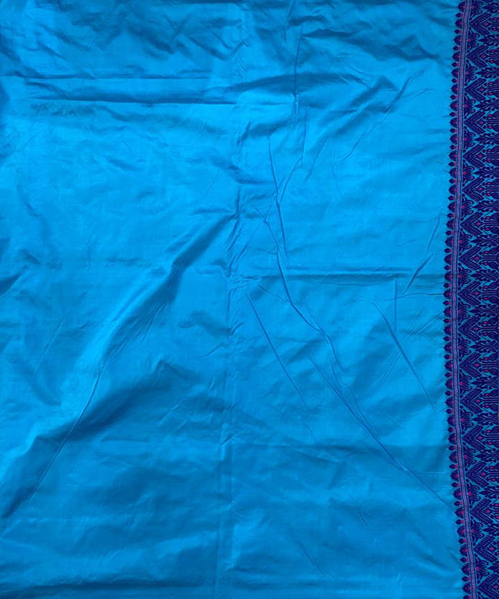 Sky blue handwoven paat mulberry silk assam saree