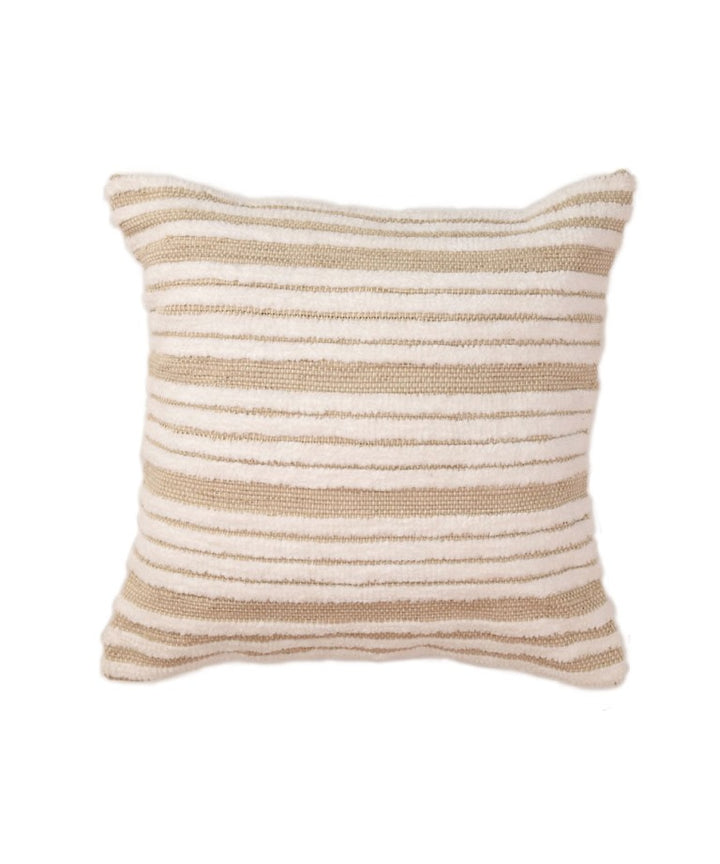 Brown white stripe handwoven cotton cushion cover