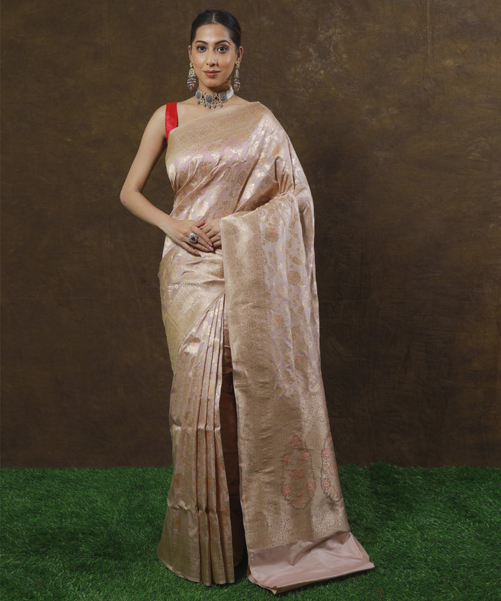 Rose pink silk handloom banarasi saree