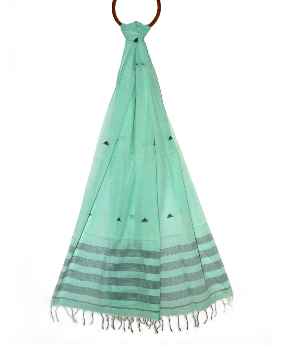 Light green handwoven cotton jamdani stole