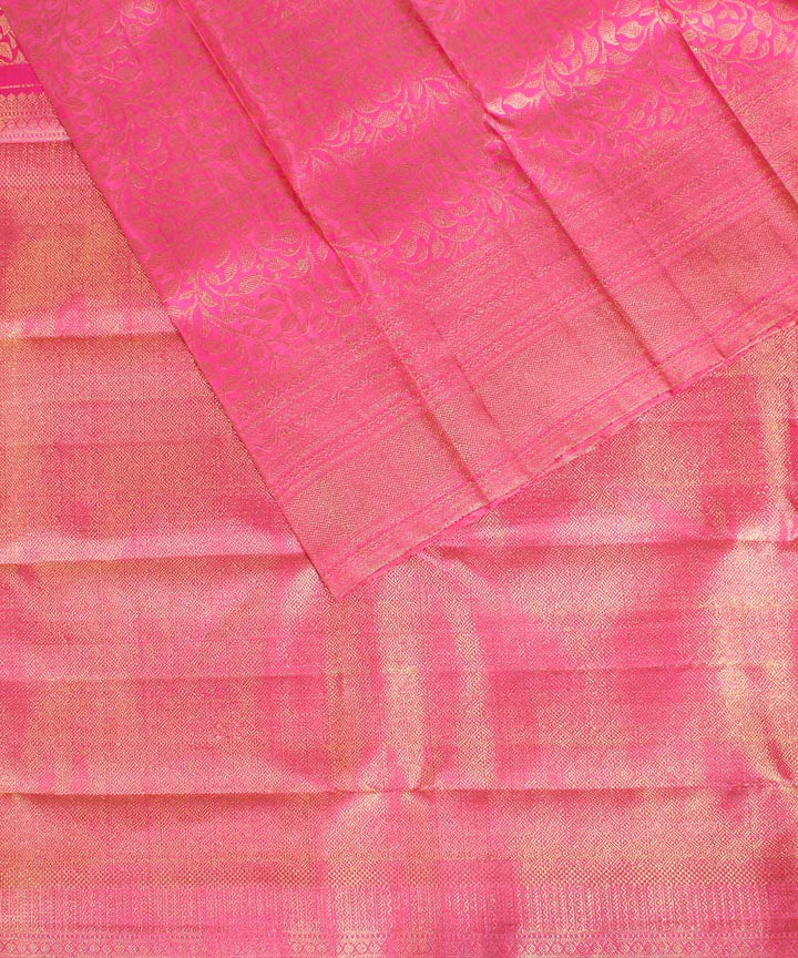 Pink silk handwoven karnataka brocade silk saree